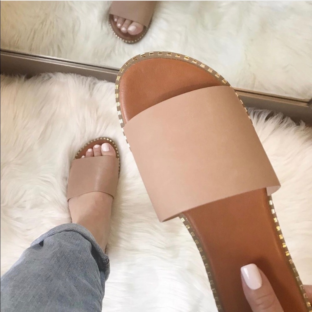 Tan studded slides/ Sandal - Picture 3 of 4